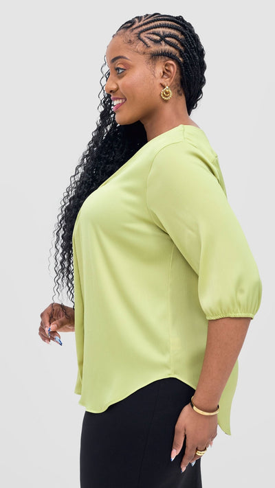 Vivo Dua 3/4 Sleeved V Neck Shirt - Lime - Shopzetu