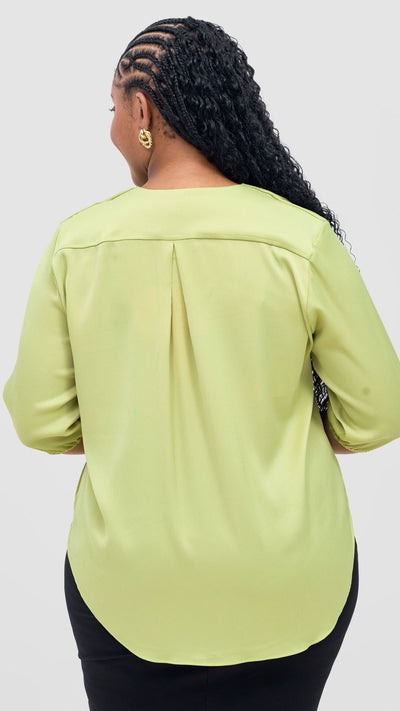 Vivo Dua 3/4 Sleeved V Neck Shirt - Lime - Shopzetu