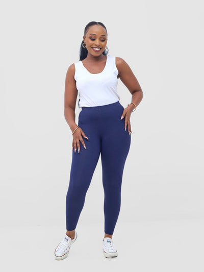 Vivo Basic Capri Leggings - Navy Blue - Shopzetu