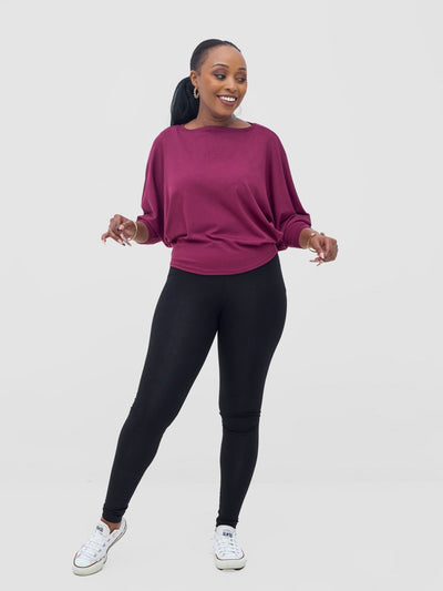 Vivo Bana Batwing Top - Maroon - Shopzetu