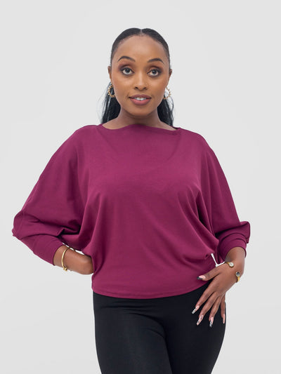 Vivo Bana Batwing Top - Maroon - Shopzetu