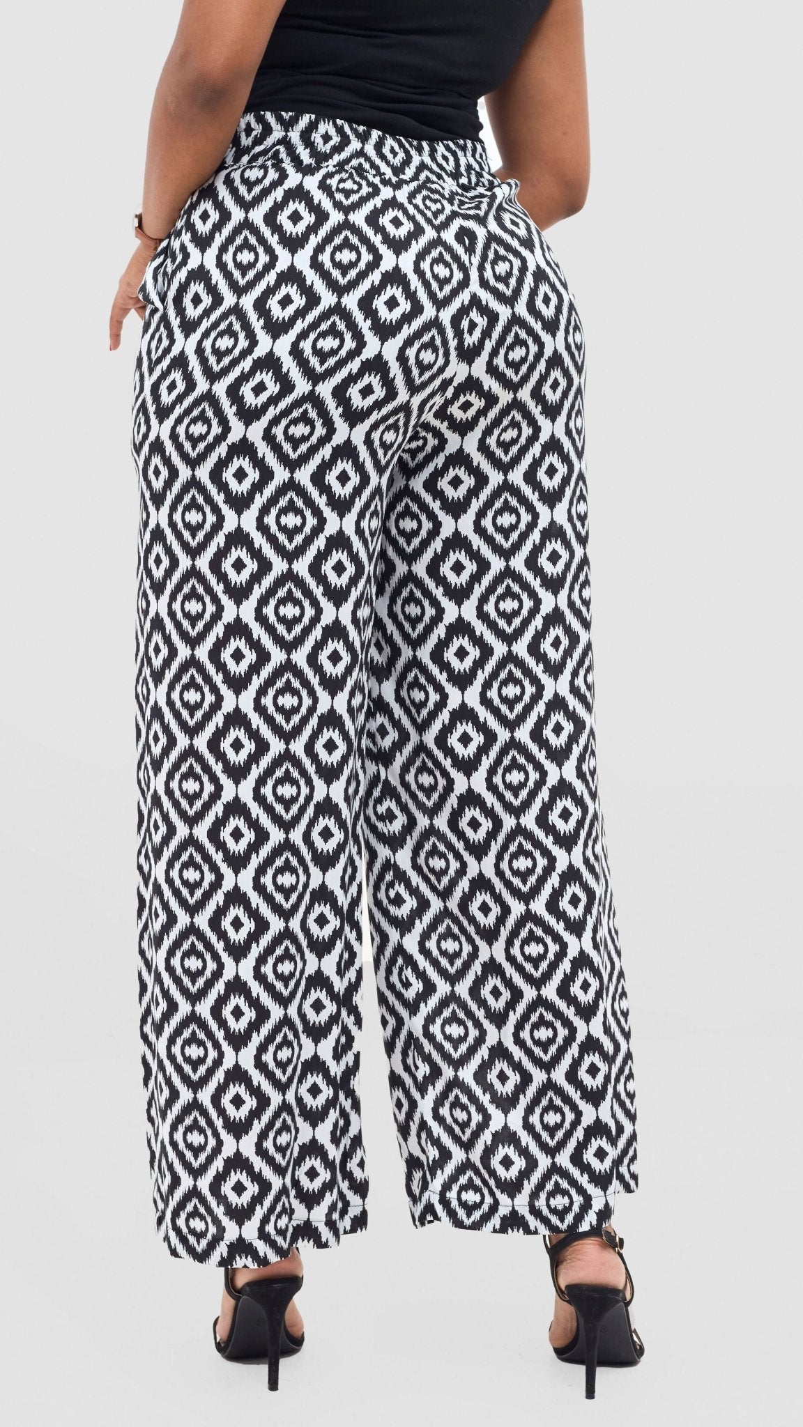 Vivo Samira Pants - White / Black Print - Shopzetu