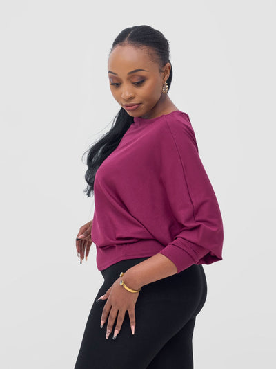 Vivo Bana Batwing Top - Maroon - Shopzetu