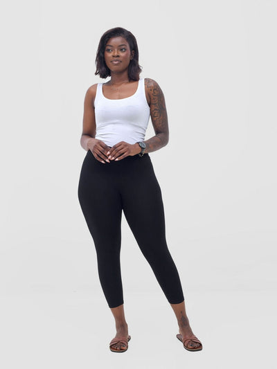 Vivo Basic Capri Leggings - Black - Shopzetu