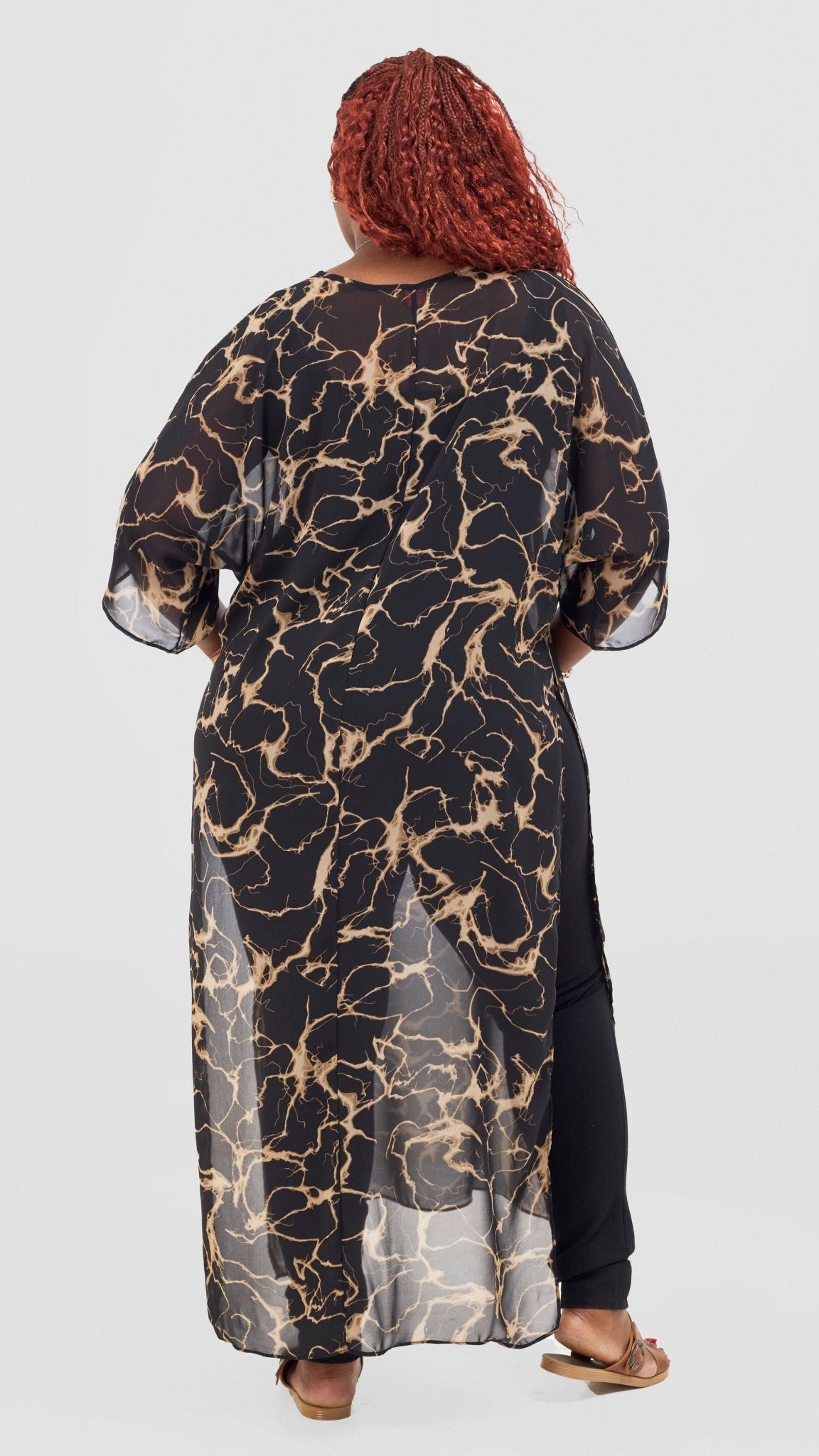 Vivo Lani Maxi Top - Black / Taupe Print - Shopzetu