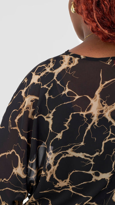 Vivo Lani Maxi Top - Black / Taupe Print - Shopzetu