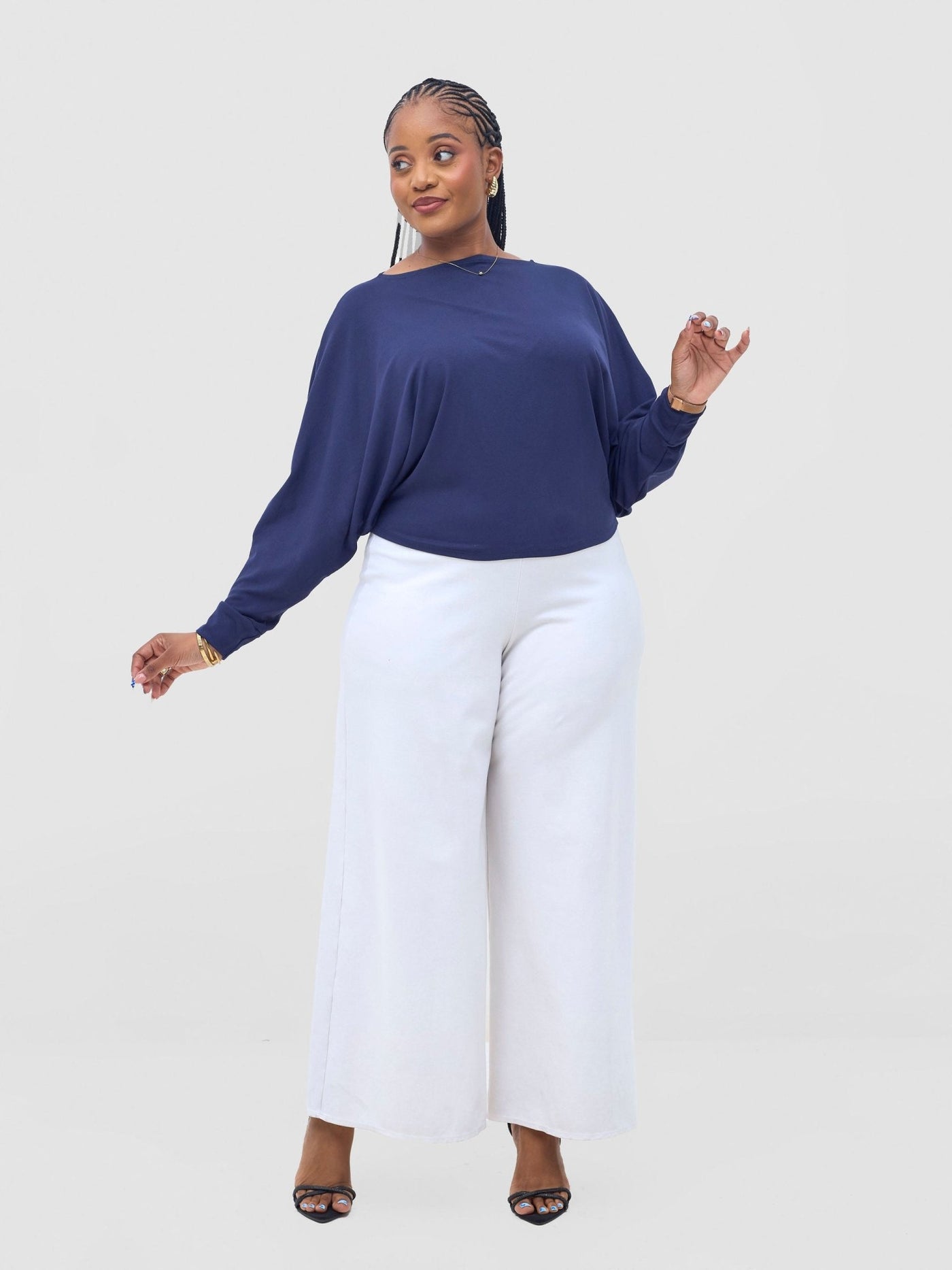 Vivo Bana Batwing Top - Dark Navy - Shopzetu