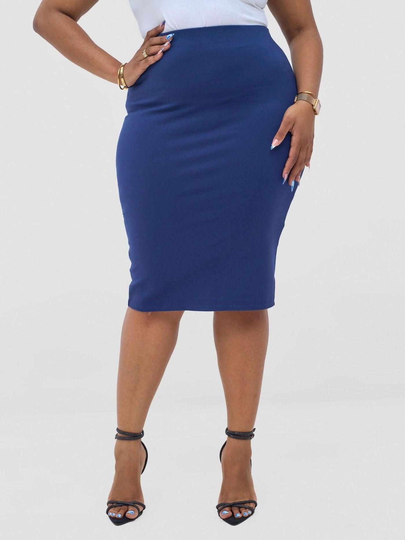 Vivo Basic Waridi Pencil Skirt - Navy Blue - Shopzetu
