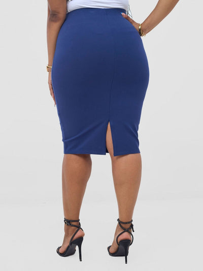 Vivo Basic Waridi Pencil Skirt - Navy Blue - Shopzetu
