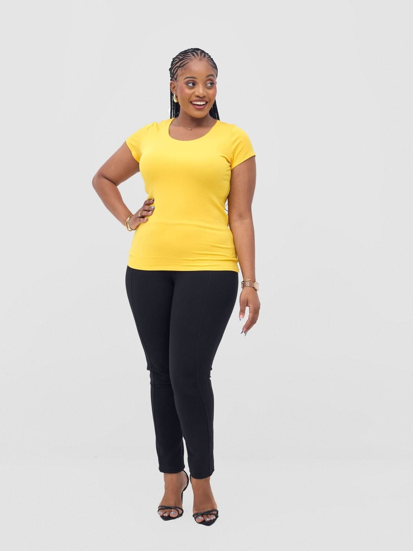 Vivo Basic Val Cap Sleeve Top - Yellow - Shopzetu
