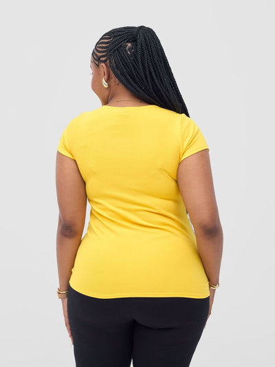 Vivo Basic Val Cap Sleeve Top - Yellow - Shopzetu