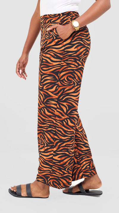 Vivo Maisha Wide Leg Pants - Rust / Black Isa Print - Shopzetu