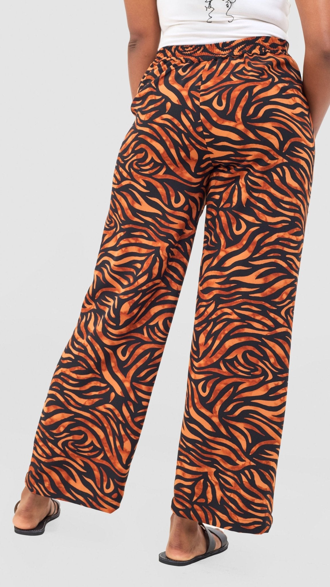 Vivo Maisha Wide Leg Pants - Rust / Black Isa Print - Shopzetu