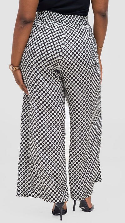Vivo Samira Pants - Black / Off - white Print - Shopzetu