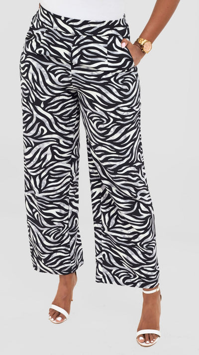 Vivo Maisha Wide Leg Pants - Black / Cream Isa Print - Shopzetu