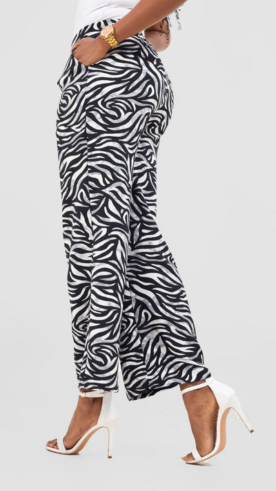 Vivo Maisha Wide Leg Pants - Black / Cream Isa Print - Shopzetu