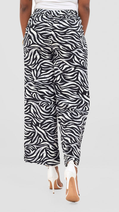 Vivo Maisha Wide Leg Pants - Black / Cream Isa Print - Shopzetu