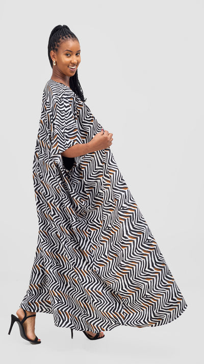 Vivo Maisha Wide Kimono - Cream / Black Print