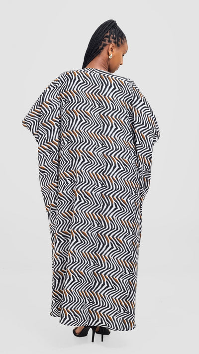 Vivo Maisha Wide Kimono - Cream / Black Print - Shopzetu