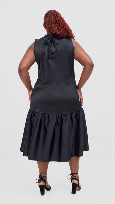 Vivo Takali Frilled Midi Dress - Black - Shopzetu