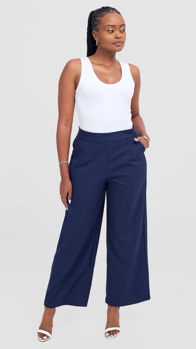 Vivo Tahisa Straight Leg Pants - Navy - Shopzetu