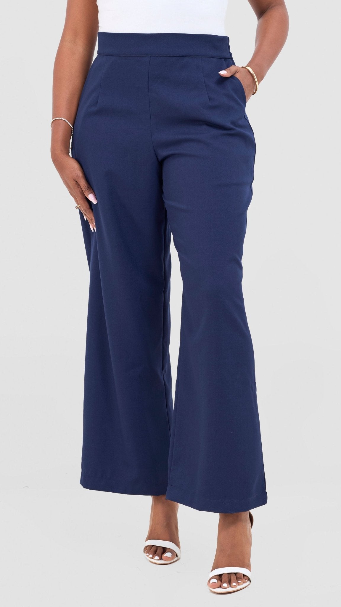 Vivo Tahisa Straight Leg Pants - Navy - Shopzetu