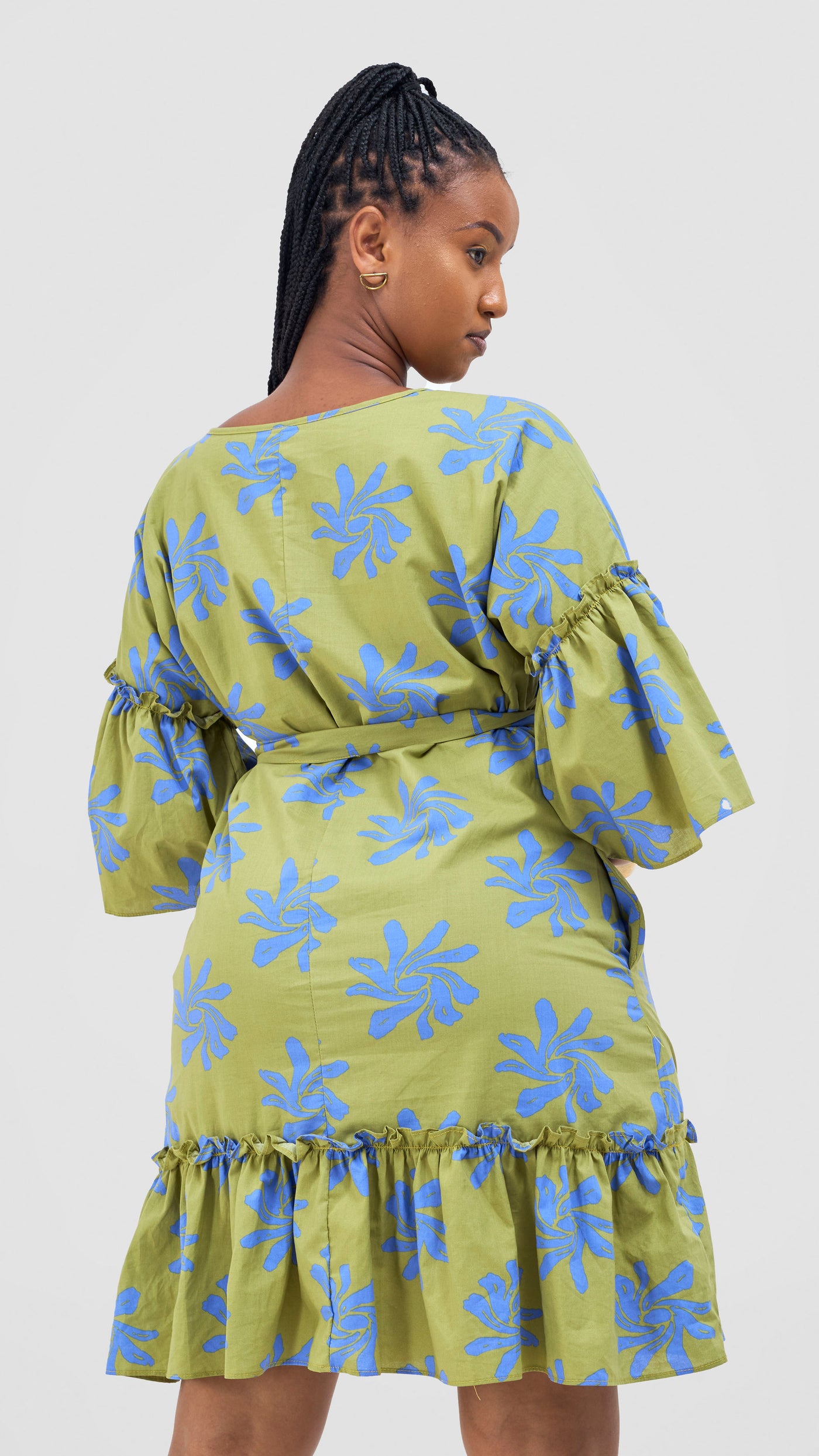 Safari by Vivo  Naledi Flounce Tent Dress - Green / Blue Nale Print