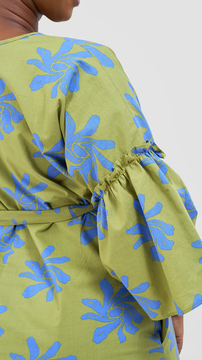 Safari by Vivo  Naledi Flounce Tent Dress - Green / Blue Nale Print