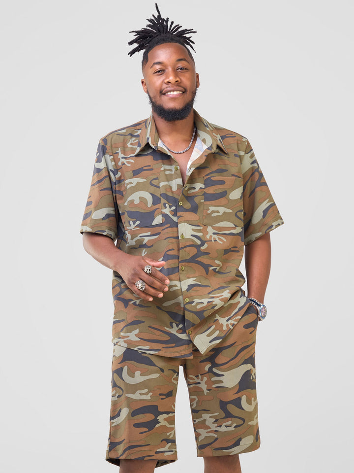 Zoya Temo Men's Knee Length Shorts  - Camo Brown