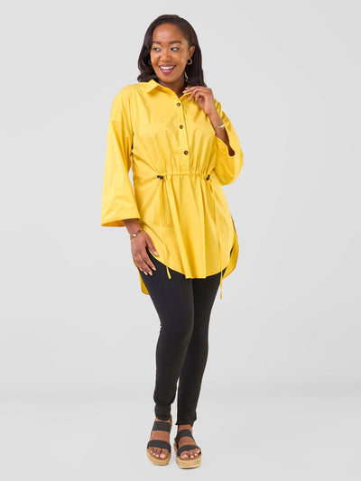 Safari by Vivo Njano Front Drawstring Tunic Top - Mustard