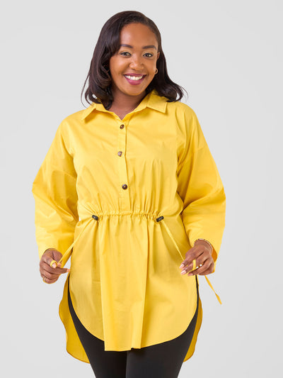 Safari by Vivo Njano Front Drawstring Tunic Top - Mustard