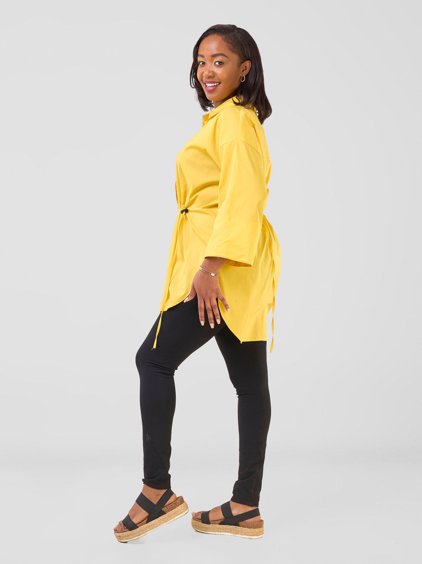 Safari by Vivo Njano Front Drawstring Tunic Top - Mustard