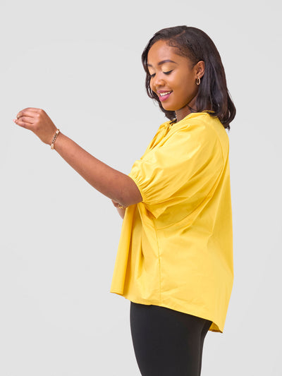 Safari by Vivo Njano Tie Front Wide Top - Mustard