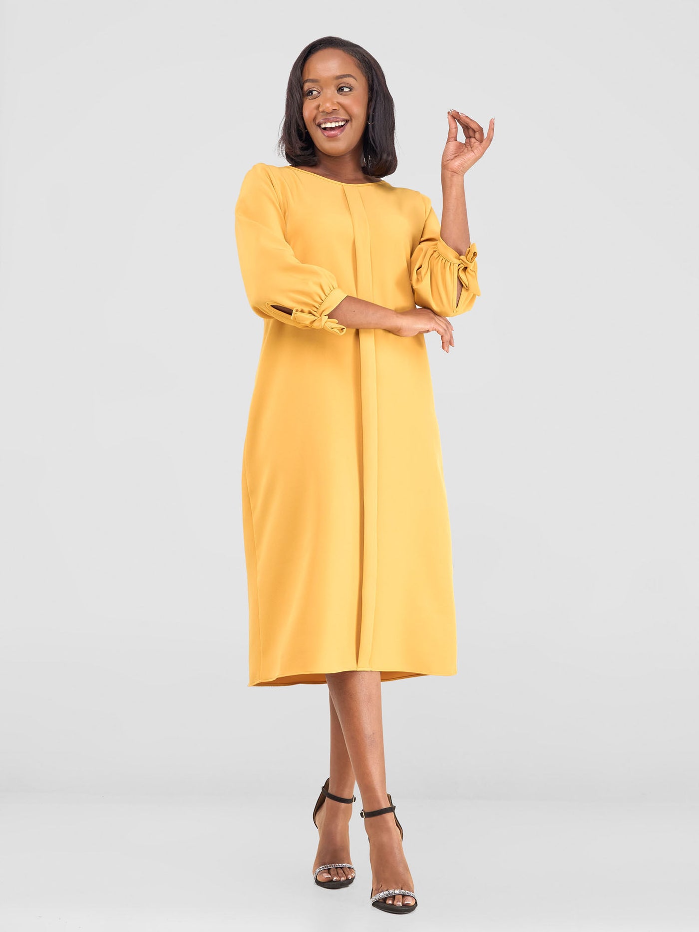 Vivo Paji 3/4 Sleeve Shift Dress (Tall) - Mustard