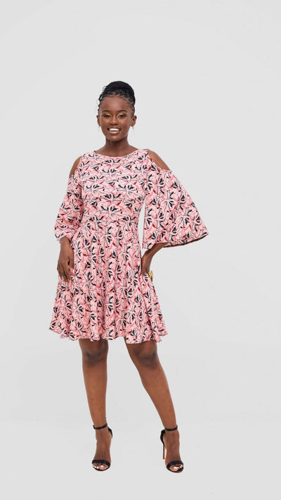 Rimyel Limited Skater Dress - Pink Print - Shopzetu