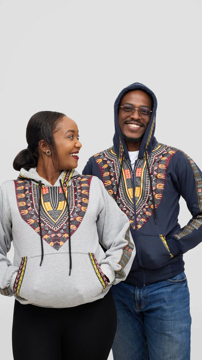 Rafiki Threads Dashiki Hoodie - Navy Blue
