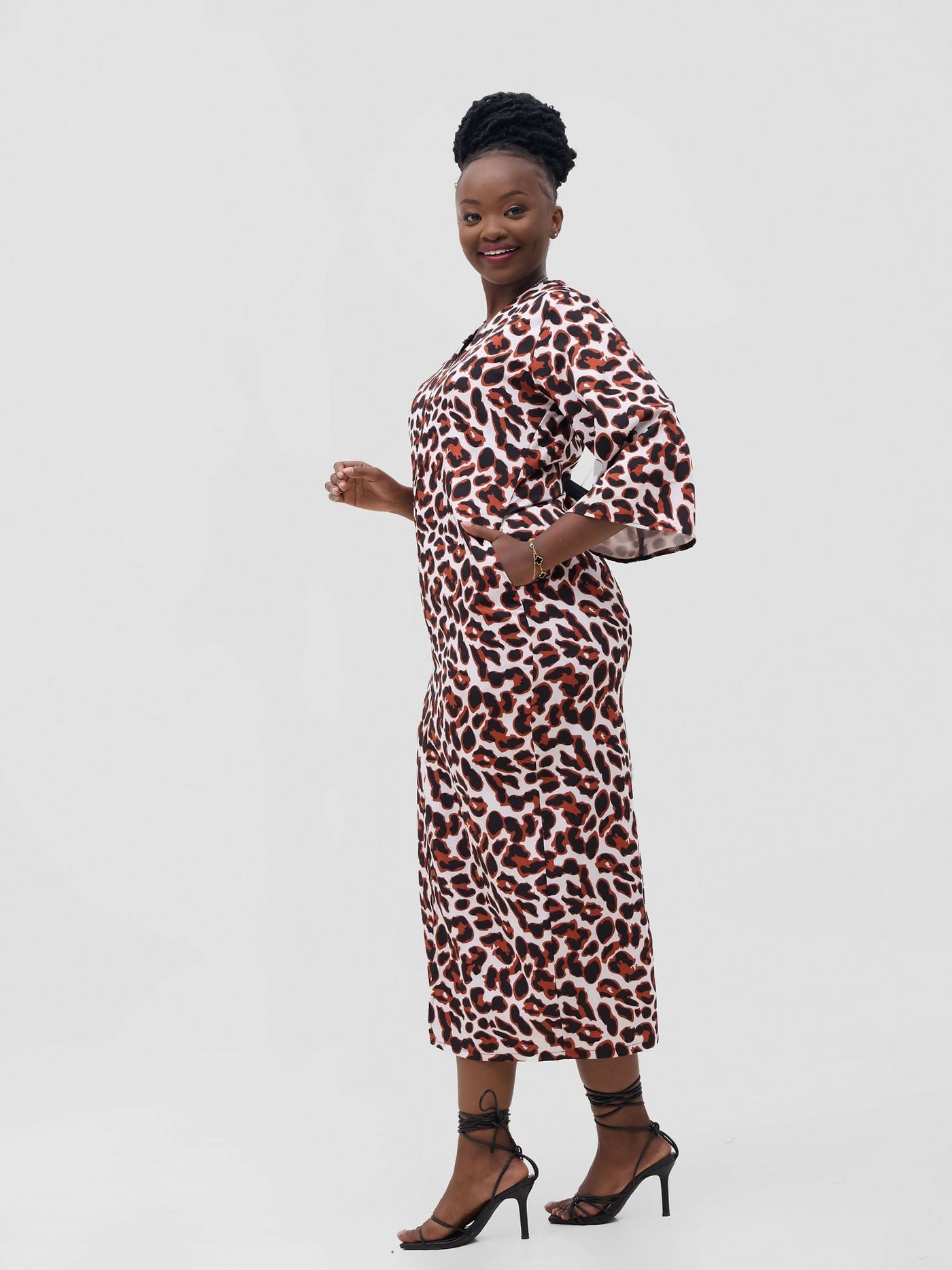 Ziza Print Dress - Orange - Shopzetu