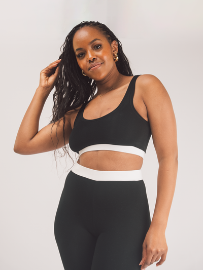 Vivo X This Is Essential Scooped Neck Bralette - Black / White