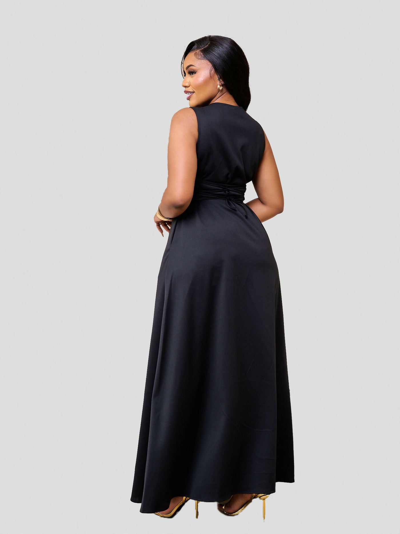 Plainchic Gold Button Dress - Black