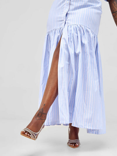 Marumara Creations Zuri Stripped Shirt Dress - Light Blue - Shopzetu