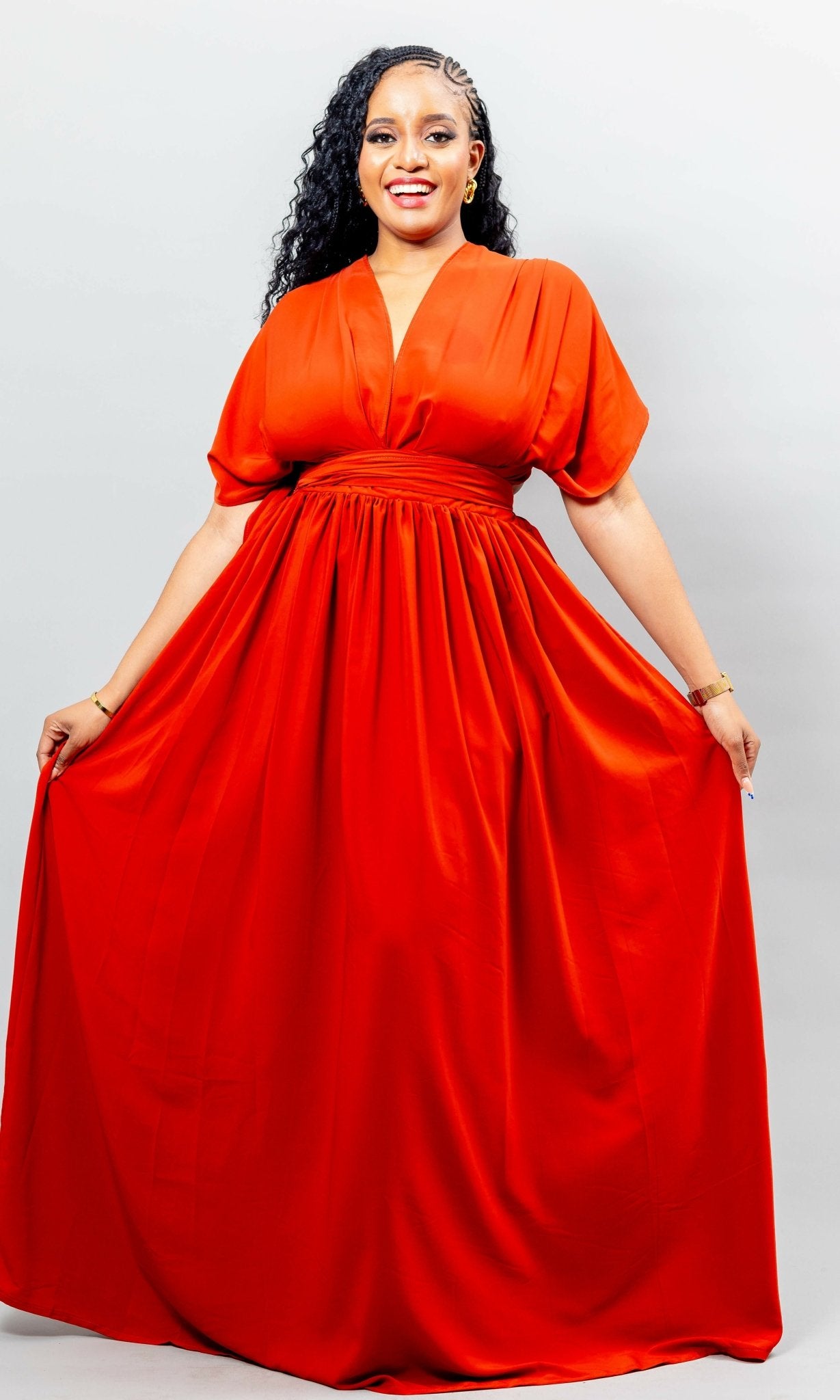 African Yuva Meadow Infinity Dress - Rust Orange - Shopzetu