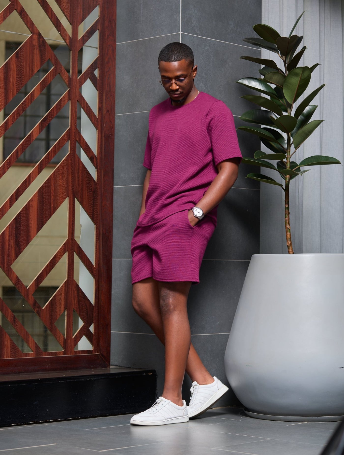 Shiv & Shikie X Safari Drawstring Shorts - Purple - Shopzetu