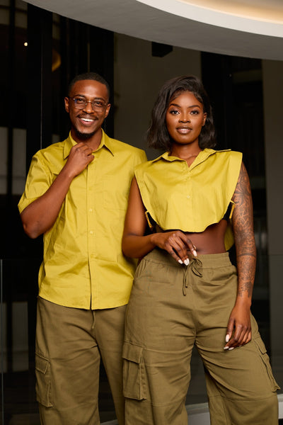 Shiv & Shikie X Safari Faux Collar Shirt - Lime - Shopzetu