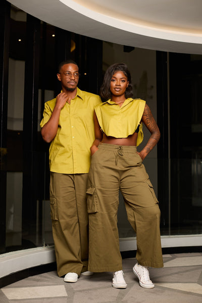 Shiv & Shikie X Safari Faux Collar Shirt - Lime - Shopzetu