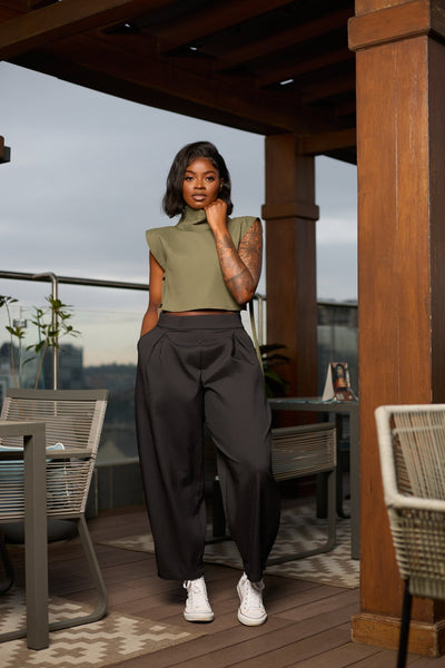 Shiv & Shikie X Safari Turtleneck Vest - Olive - Shopzetu