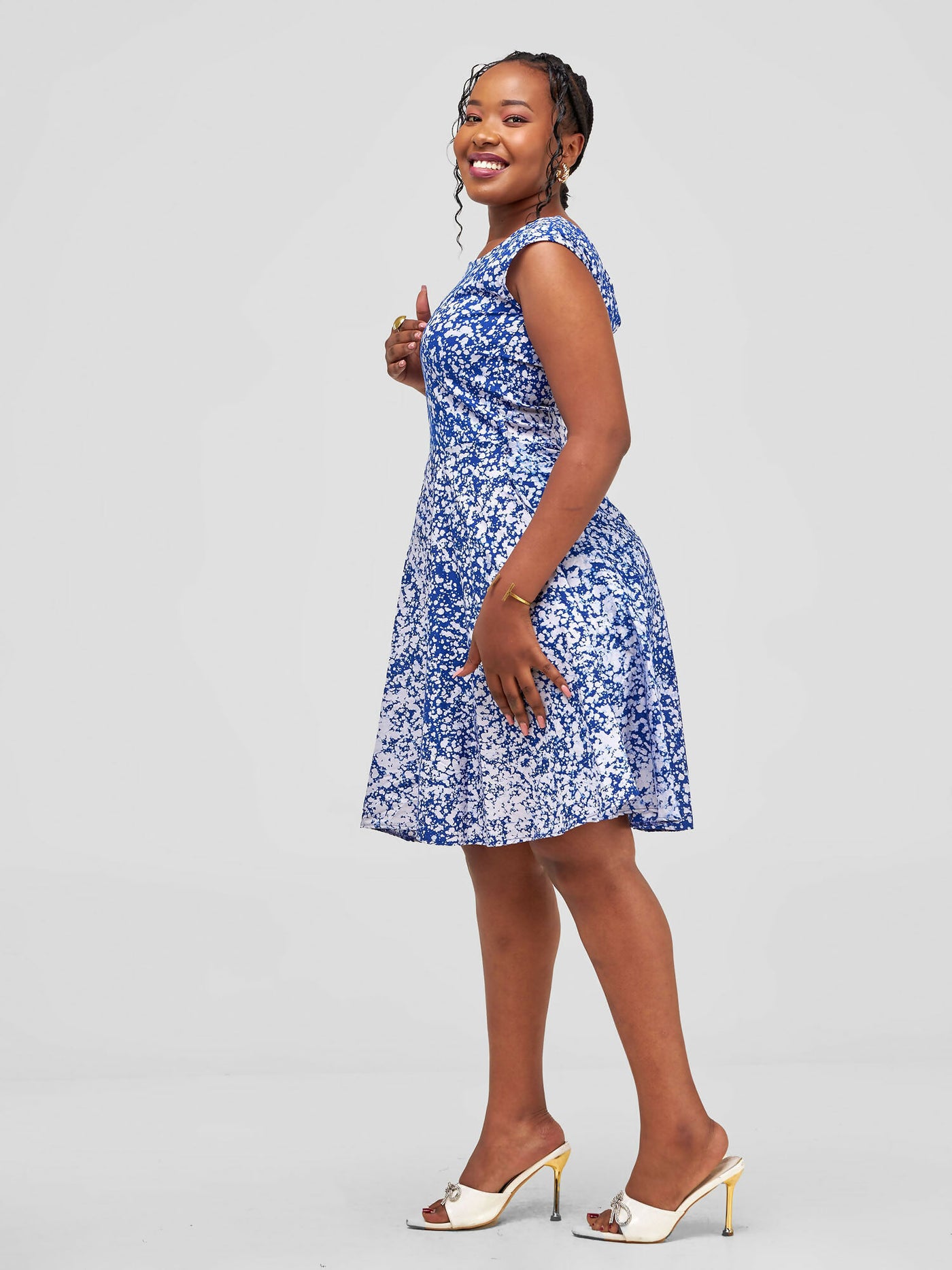 The Fashion Frenzy Raha Skater Dress - Blue - Shopzetu