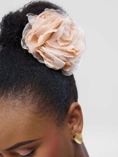 Accessorize With Style Large 2tone Flower Brooch - Beige - Shopzetu