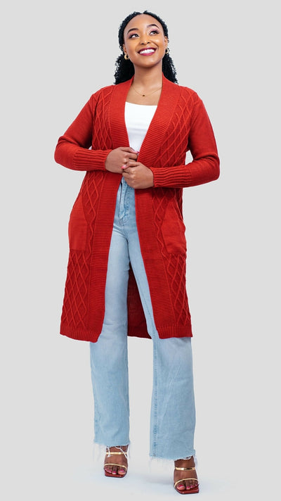 The Fashion Frenzy Waterfall Cardigan - Burnt Orange - Shopzetu