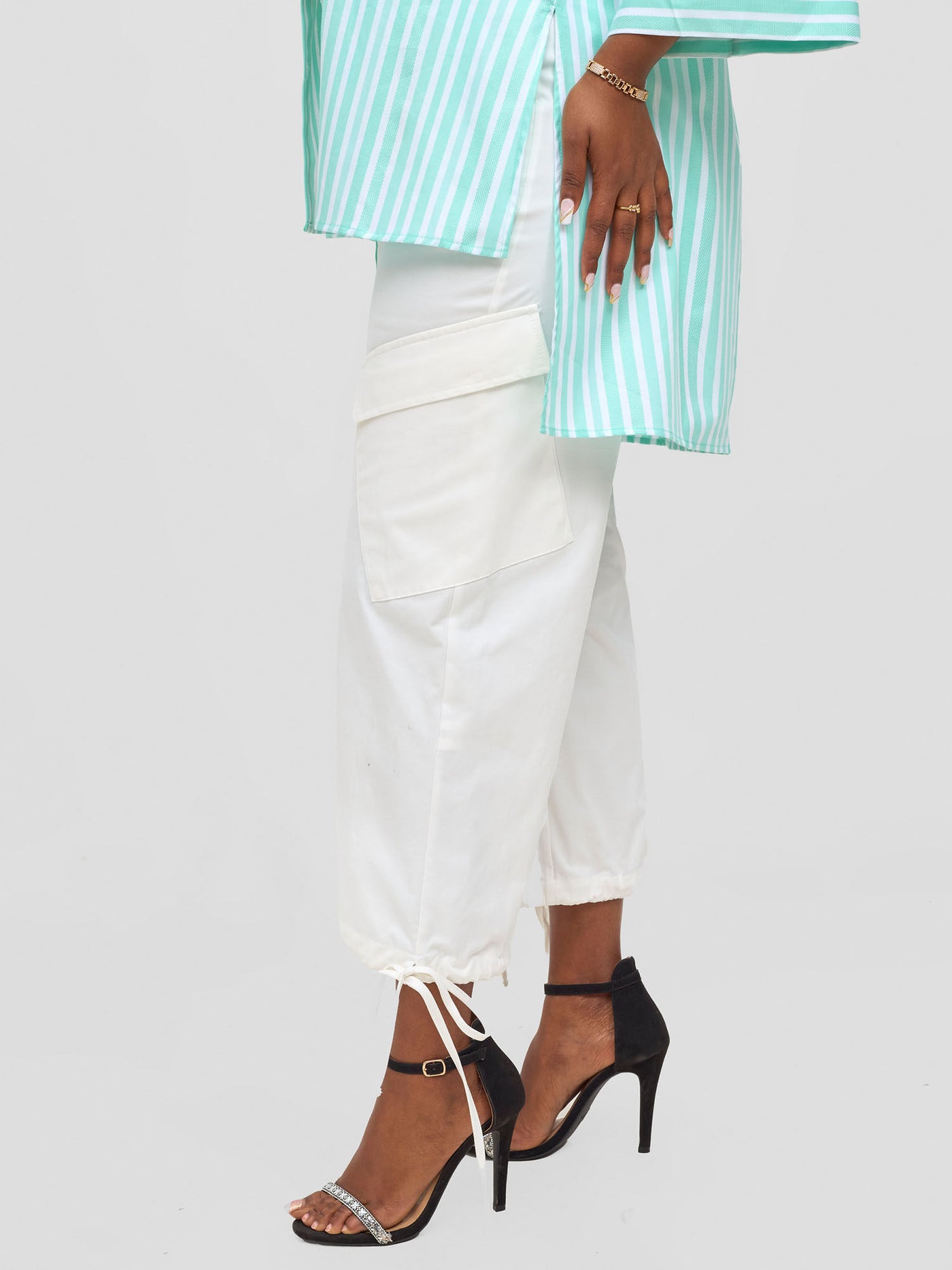 Safari by Vivo Mansi Hi-Low Shirt - Green Stripes