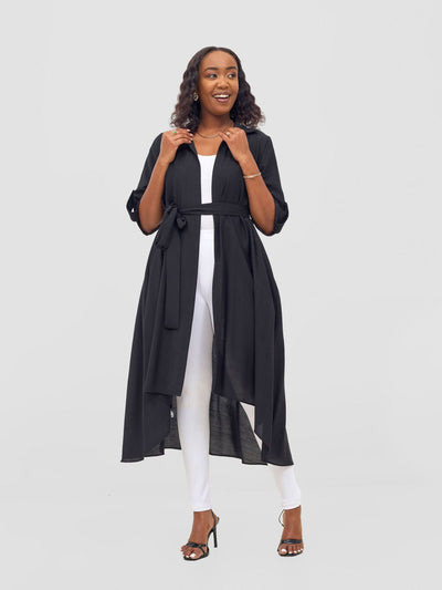 Vivo Ava 3/4 Sleeve Kimono - Black - Shopzetu